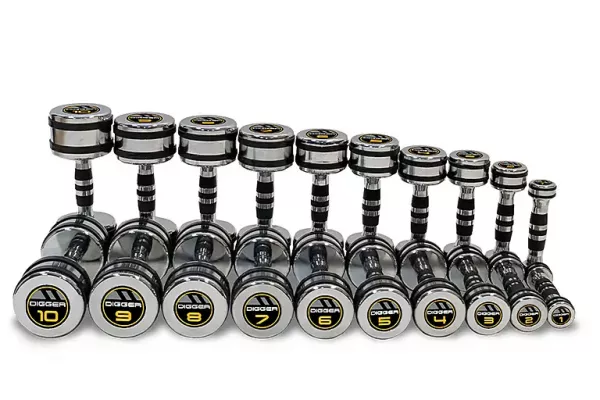 Комплект хромированных гантелей 10 пар от 1 до 10 кг Hasttings Digger HD51D5B-1-10